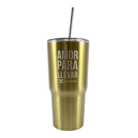 Vaso Amor Dorado de acero inoxidable de doble pared de 580 ml